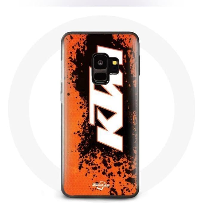 Samsung Galaxy S9 hoesje KTM Logo wit oranje achtergrond