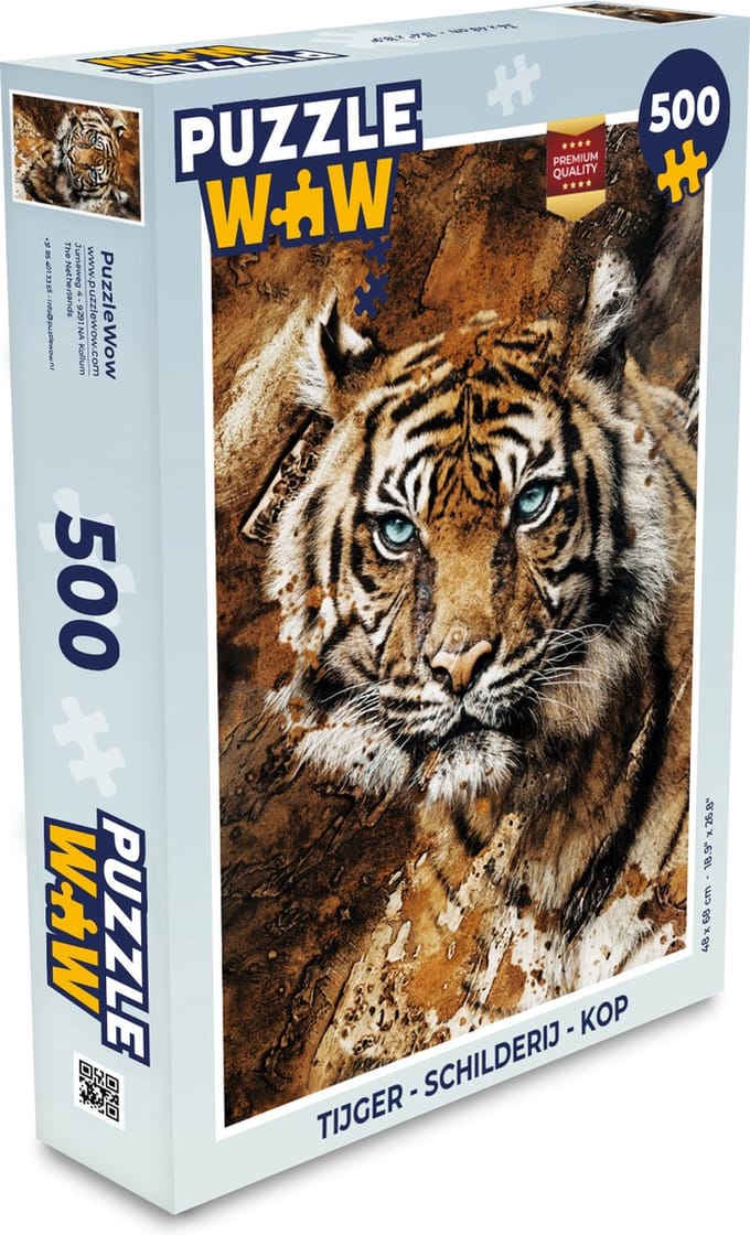 Puzzel Tijger - Schilderij - Kop - Legpuzzel - Puzzel 500 stukjes
