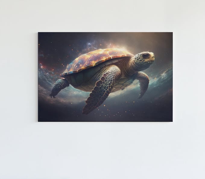 Canvas Schilderij - Zeeschildpad - 60x40x2 cm