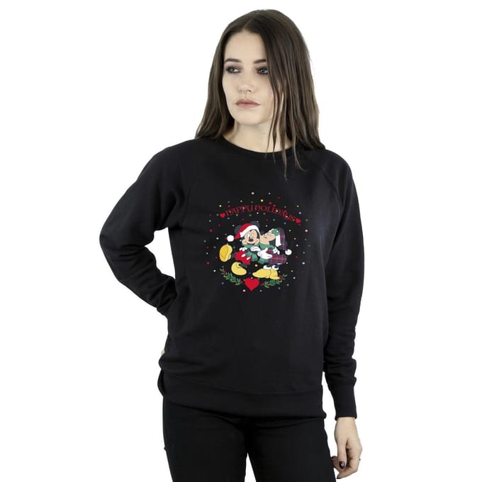 Disney Dames/Dames Mickey Mouse Mickey Minnie Kerstmis Sweatshirt (Zwart)