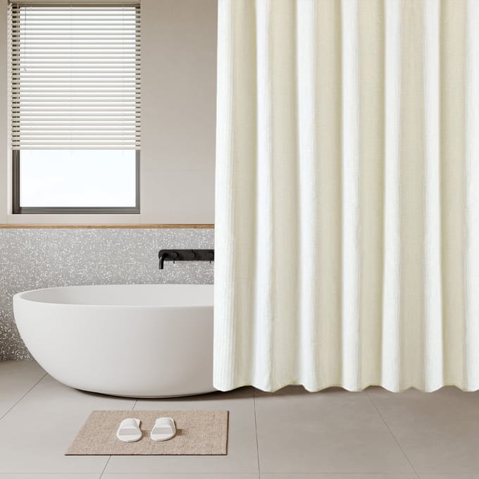 MIVRAY Douchegordijnen - Douchegordijn - Wafelstructuur - Schimmelbestendig - Waterdicht - Inclusief Haken - Beige - Polyester