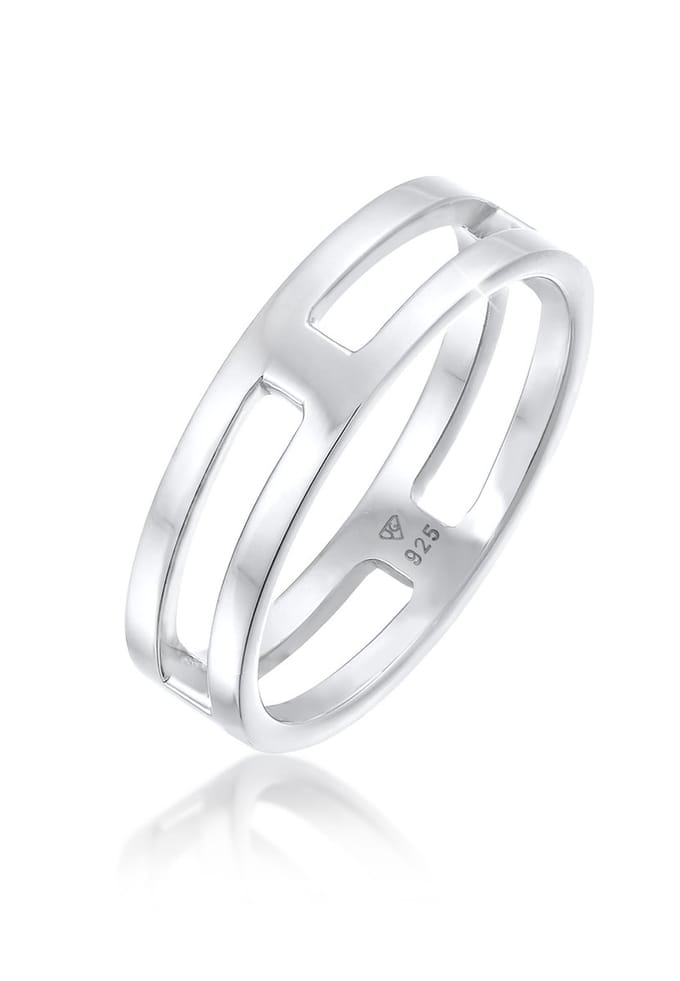 KUZZOI - Ring - Heren Band Ring Bar Solid Trend Basic in 925 Sterling Zilver Gold Plated - Heren