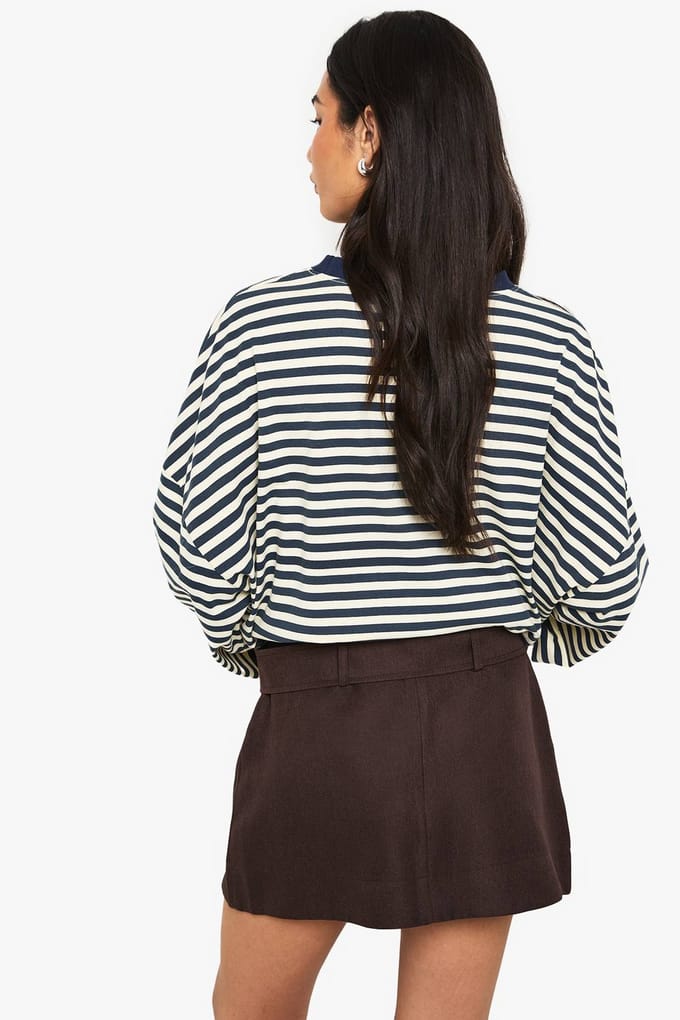 boohoo Dames Minirok met ceintuur en textuur | Chocoladebruin | Maat: 40