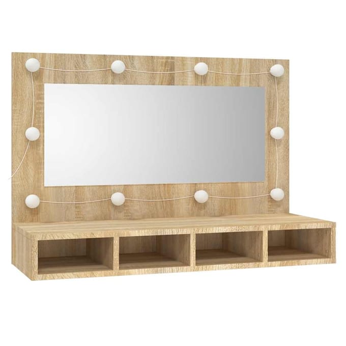 vidaXL - Spiegelkast - met - LED-verlichting - 90x31,5x62 - cm - sonoma - eikenkleur