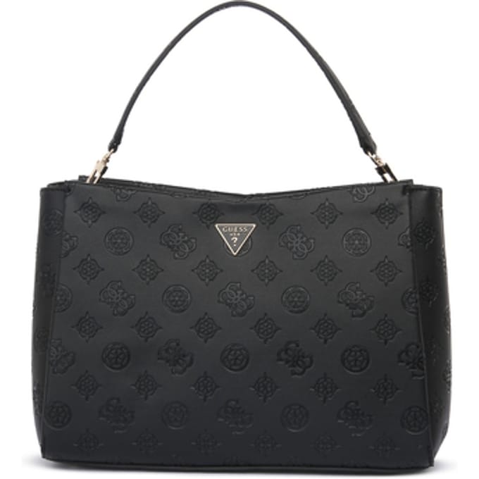 GUESS handtas schoudertas Tisha Girlfriend Satchel Black Logo zwart