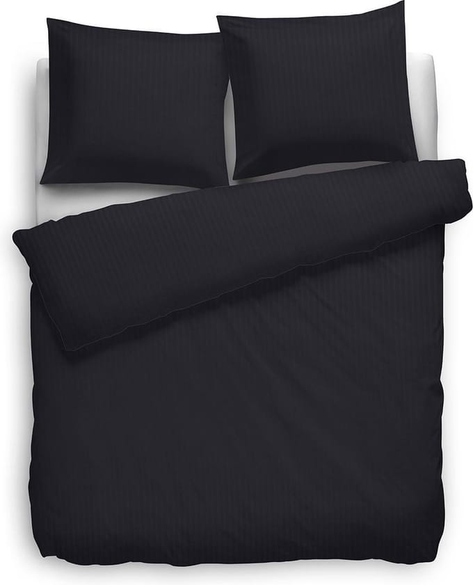 Heckett & Lane Satin Stripe Dekbedovertrek - Eenpersoons - 140x200/220 cm - Night Black