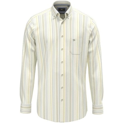 Fynch-Hatton Overhemd Poplin Multi Stripes Button-Down Pale Yellow / male