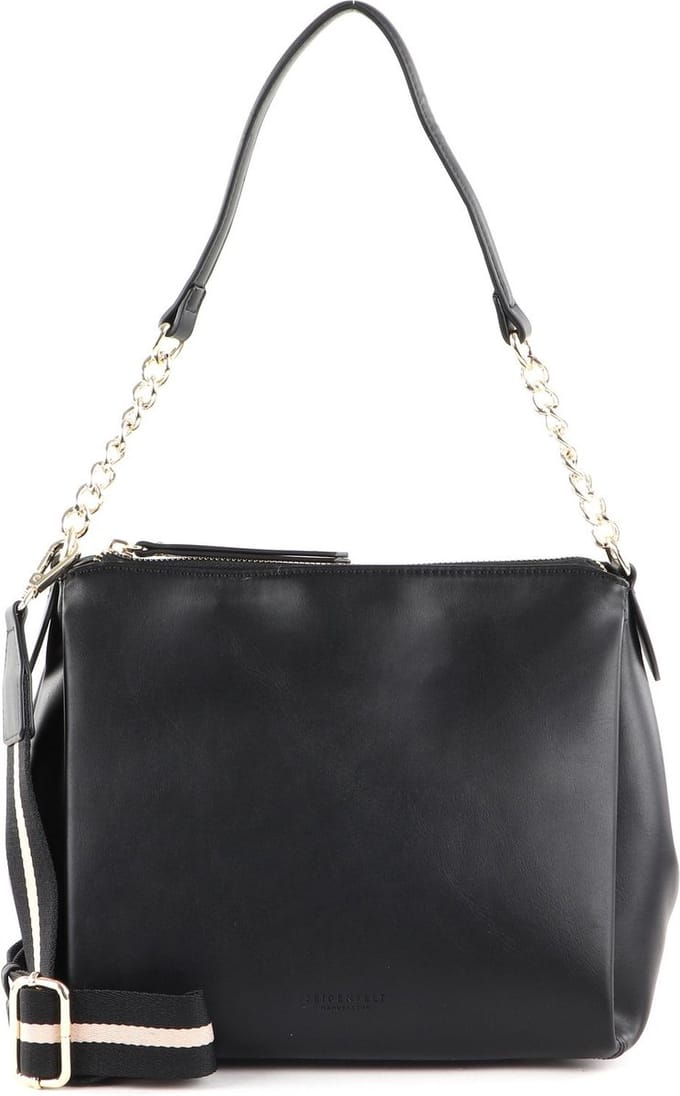 SEIDENFELT MANUFAKTUR Schoudertas Bjerka Hobo Black / Gold Zwart