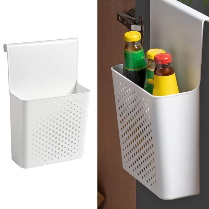 Keukenkastdeur Organizer Plastic Ponsvrij Kastdeur Hangrek voor Kruiden white