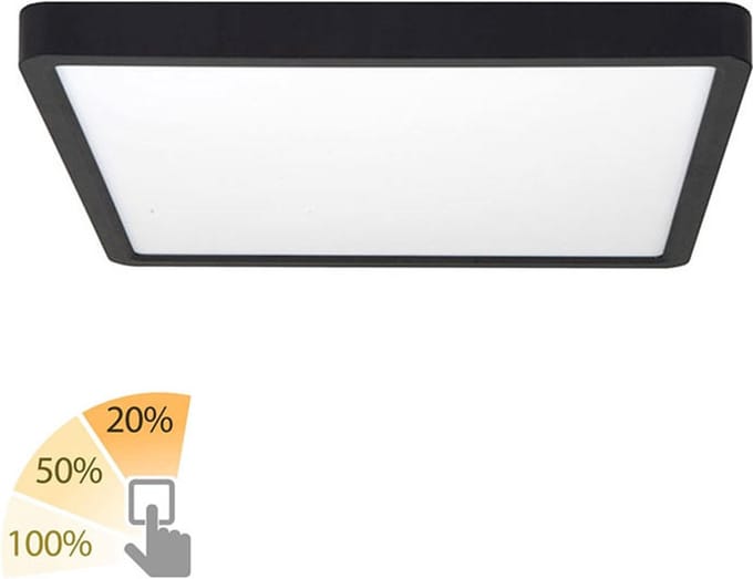 Highlight - Plafondlamp Piatto 30 x 30 cm 3 step DIM zwart