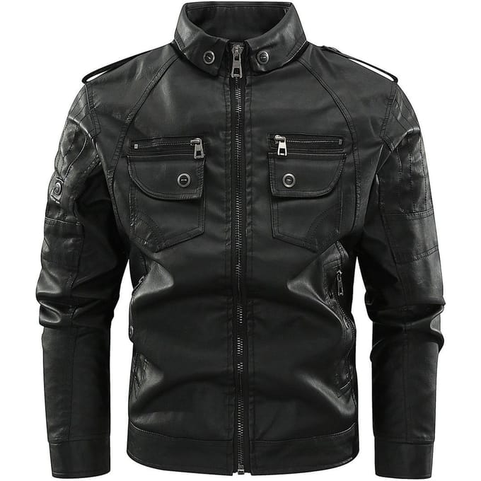 Gewassen Retro Leren Jas met Knap Vakmanschap 4XL black