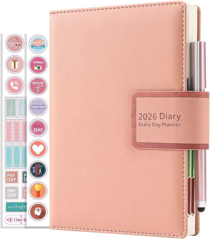 Academisch Dagboek - Planner 2026 - Productiviteit Verhogend - Pagina Per Dag - A5 Formaat - Roze