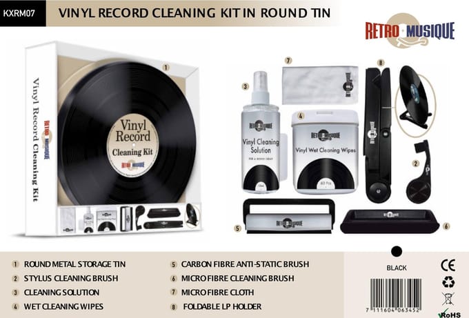 Vinyl Cleaning Kit deluxe met opvouwbare LP houder