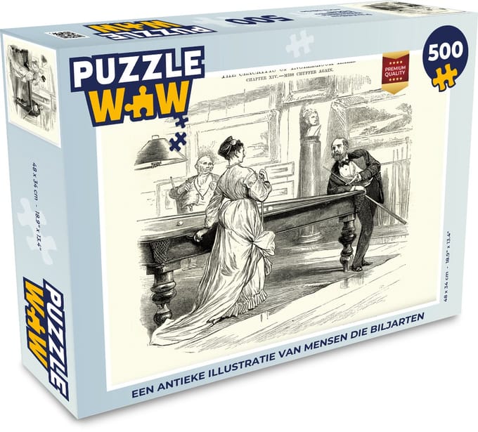 Puzzel Een antieke illustratie van mensen die biljarten - Legpuzzel - Puzzel 500 stukjes