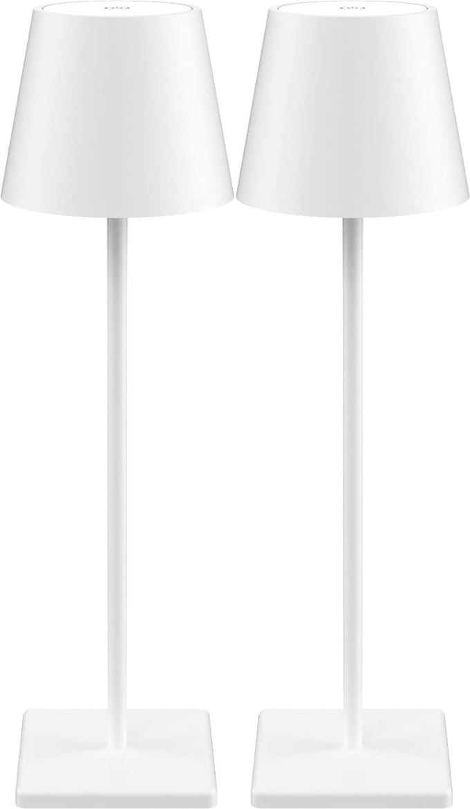 2 Stuks - Oplaadbare Tafellamp - Dimbaar - Aluminium - Bureaulamp - Waterdicht - 38CM - Nachtlamp - Wit