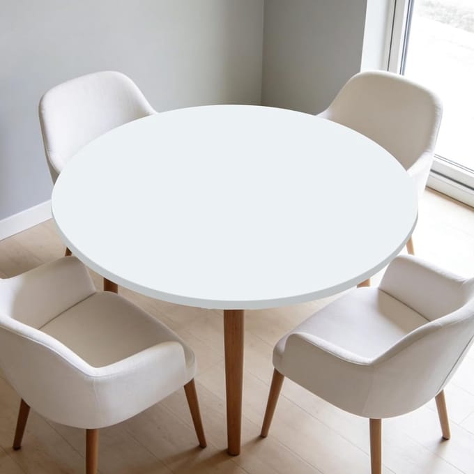 Afwasbaar elastisch tafelkleed voor buitengebruik, 90 cm - 110 cm, ideaal voor tuin, restaurant en keuken (wit)