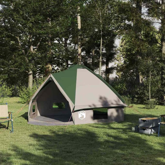 vidaXL - Teepee - Tent - voor - 6 - Personen - 6-persoons - Groen - en - Wit