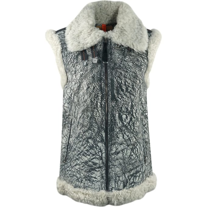 Parajumpers Sax Shearling Nine ijzergrijs lederen gilet