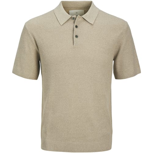 Jack & Jones - Heren Polo SS Cooper Knit Polo - Beige - Maat M