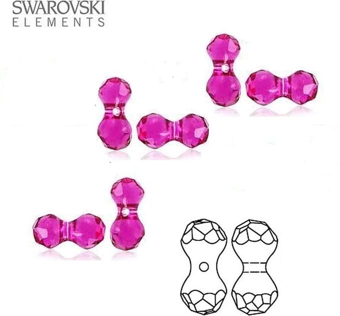 Swarovski Elements, Modular kralen (5150), 11x6mm, fuchsia, 6 stuks