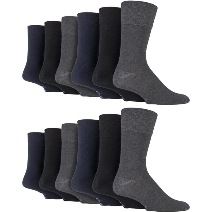 12 Paar Heren Gentle Grip Losse Top Sokken | Extra Brede Niet-Elastische Sokken