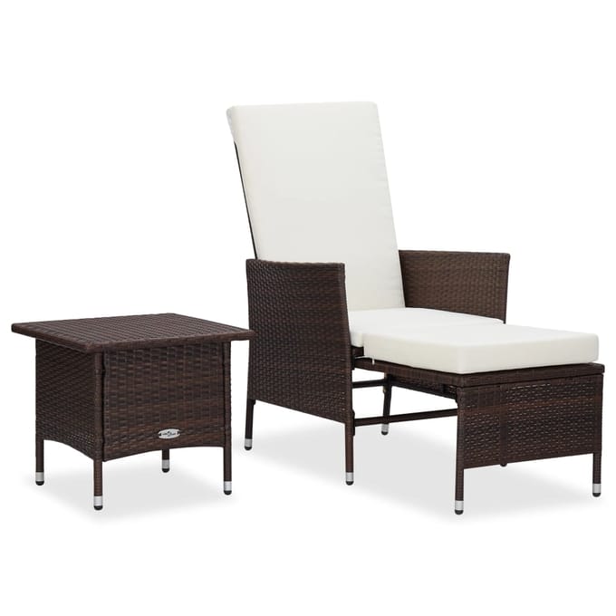 vidaXL - 2-delige - Loungeset - met - kussens - poly - rattan - bruin