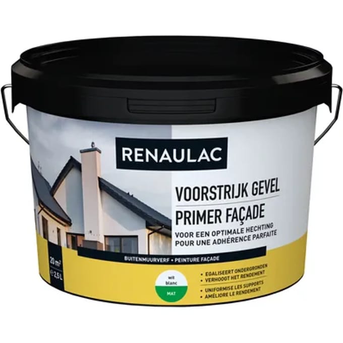 Renaulac Voorstrijk Gevel Muurverf - Mat - Wit - 2,5l