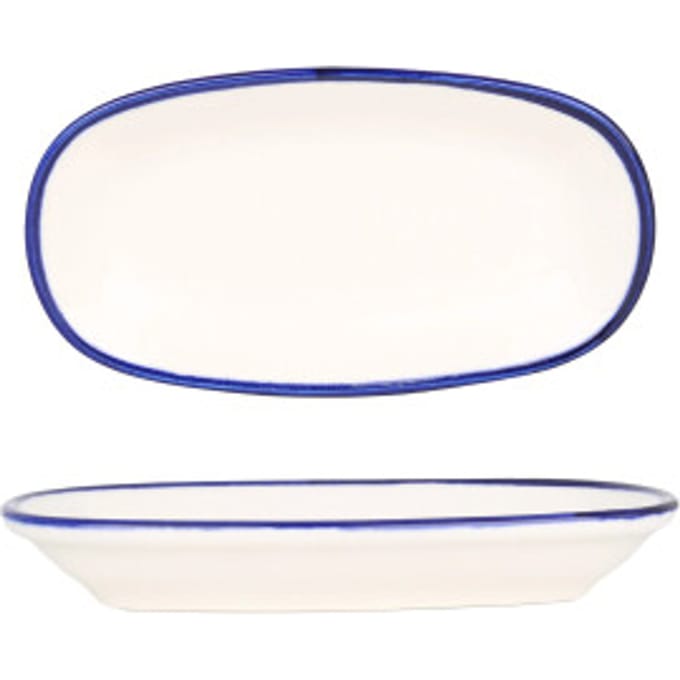 Rinart Serveerschaal - Blue Edge - Porselein - 16x9 cm - set van 2