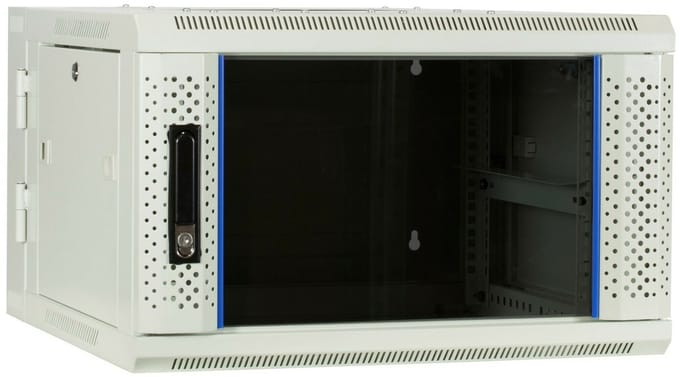 DSIT 6U witte wandkast (kantelbaar) met glazen deur 600x600x368mm (BxDxH) - serverbehuizing - serverrack - serverkast - 19 inch