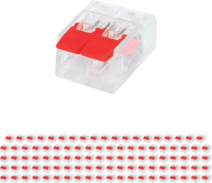 Lasklem - Verbindingsklem - 100 Stuks - 2 Polig met Klemmetjes - Rood