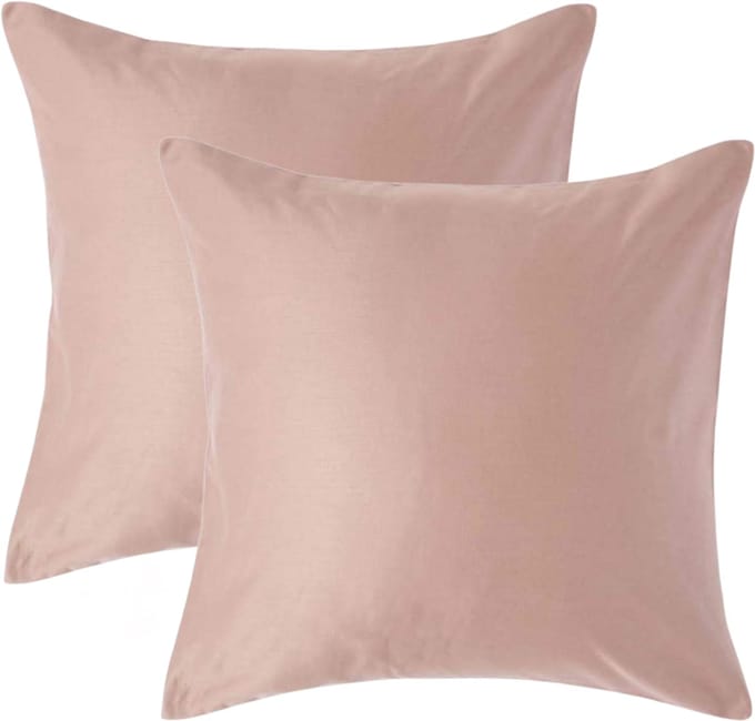 Homescapes Luxe Satijn Kussensloop 40x40 cm – Beige – Set van 2 – 100% Egyptisch Katoen Satijn – Draaddichtheid 1000