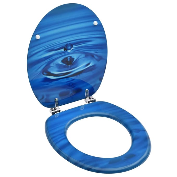 vidaXL - Toiletbril - met - soft-close - deksel - waterdruppel - MDF - blauw