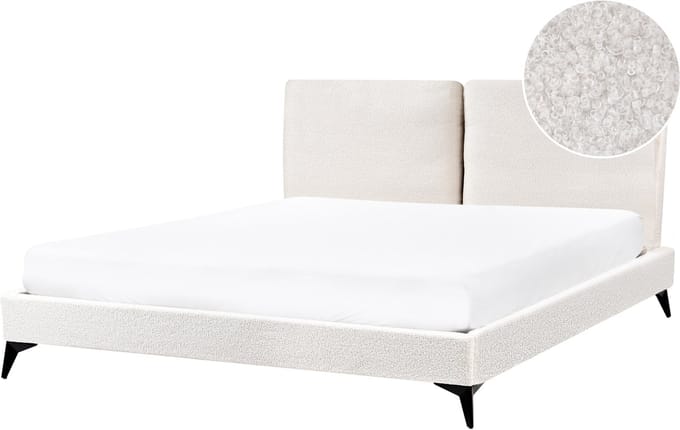 MELLE - Tweepersoonsbed - Gebroken wit - 160 x 200 cm - Bouclé
