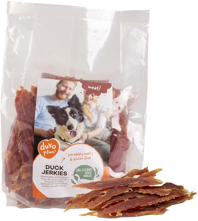 duvoplus meat! snack eend jerkies voor honden 1kg