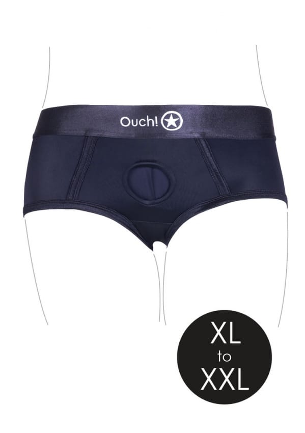 Ouch! by Shots - Vibrating Strap-on Brief - XL/XXL - Black