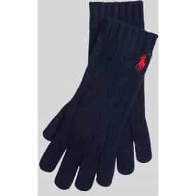 Handschoenen van wolmix met gestikt logo