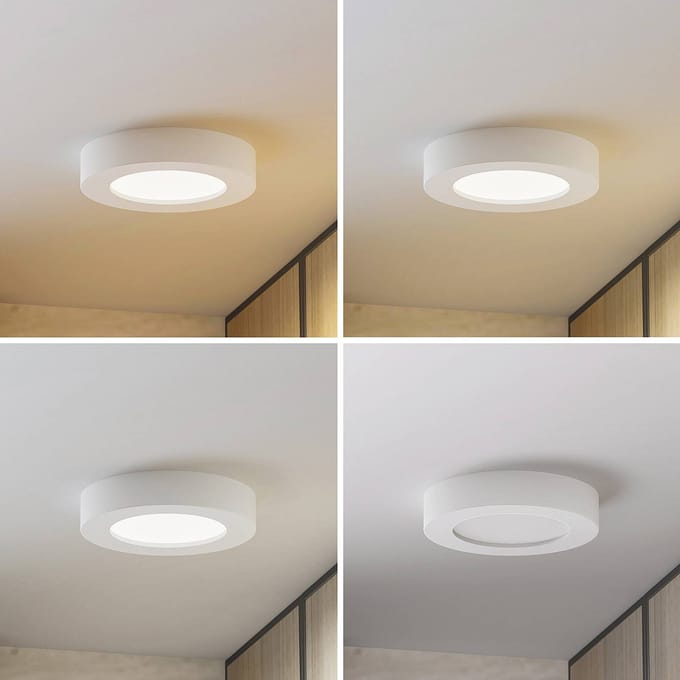 PRIOS LED plafondlamp Edwina, wit, 18 cm, CCT, IP44