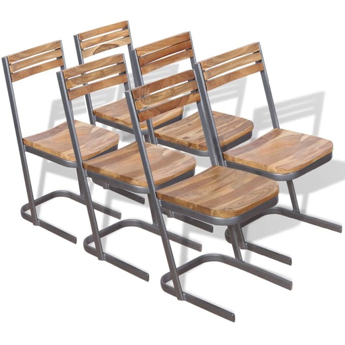 vidaXL Eetkamerstoelen 6 stuks massief teakhout