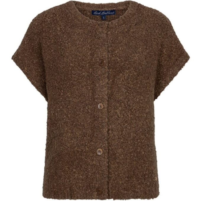 Red Button bruine dames vest   Ronde hals   Regular fit   Streep patroon   Knoopsluiting   Mouwloos Bruin S