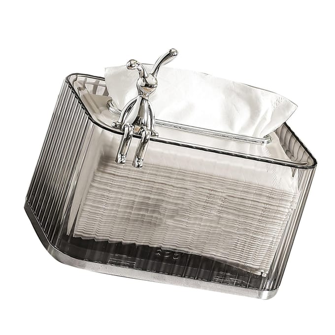 Tissueboxhouder Grote Opening Zelfliftende Veer Thuis Tissue Dispenser voor Badkamer Wastafel Ash Body Silver Bottom white