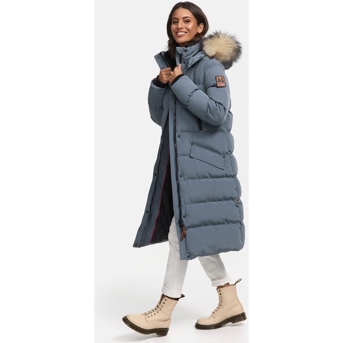 Marikoo dames winterjas – Schneesternchen, lang met capuchon & imitatiebontkraag