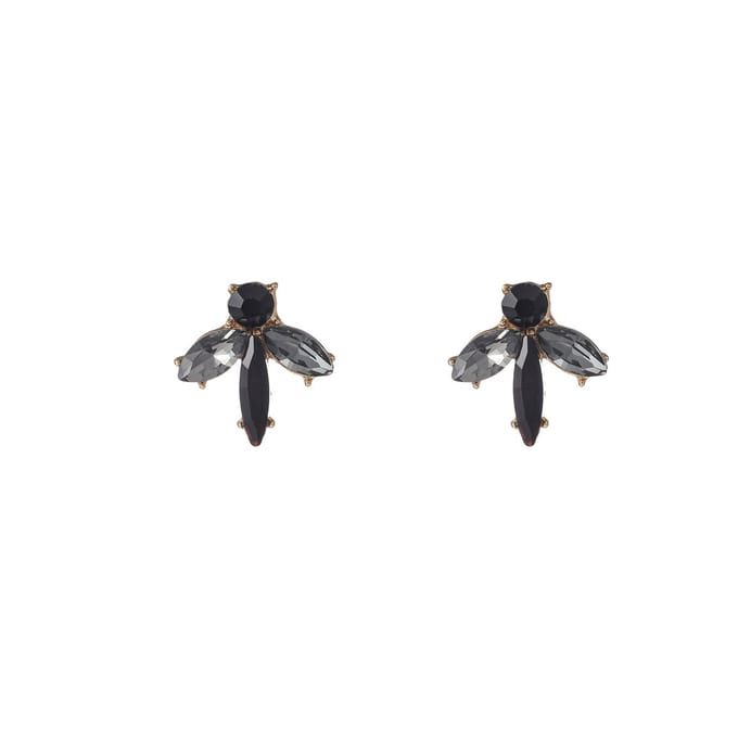 Go Dutch Label Oorknoppen Stone Stud Goud Black