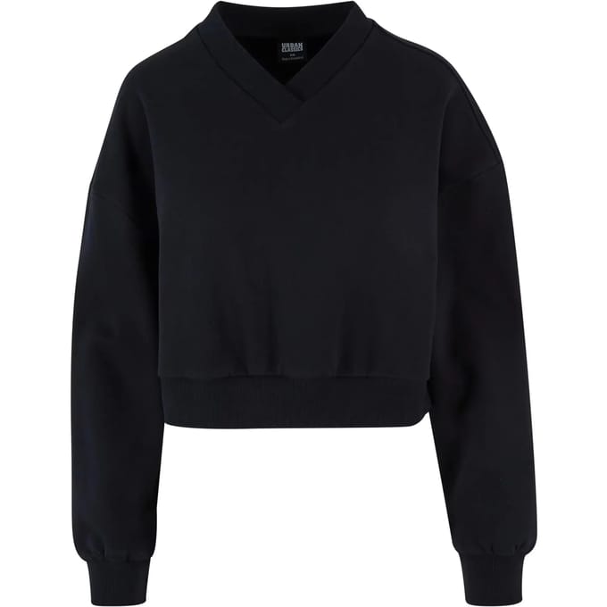 Urban Classics - V-Neck Crop Sweater/Trui - S - Zwart