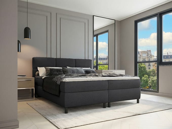 Vente-unique Boxspringbed stof antracietgrijs 2 x 80 x 200 cm