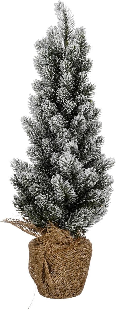 X-mas tree with burlap green frosted TIPS 105 - h60xd30cm