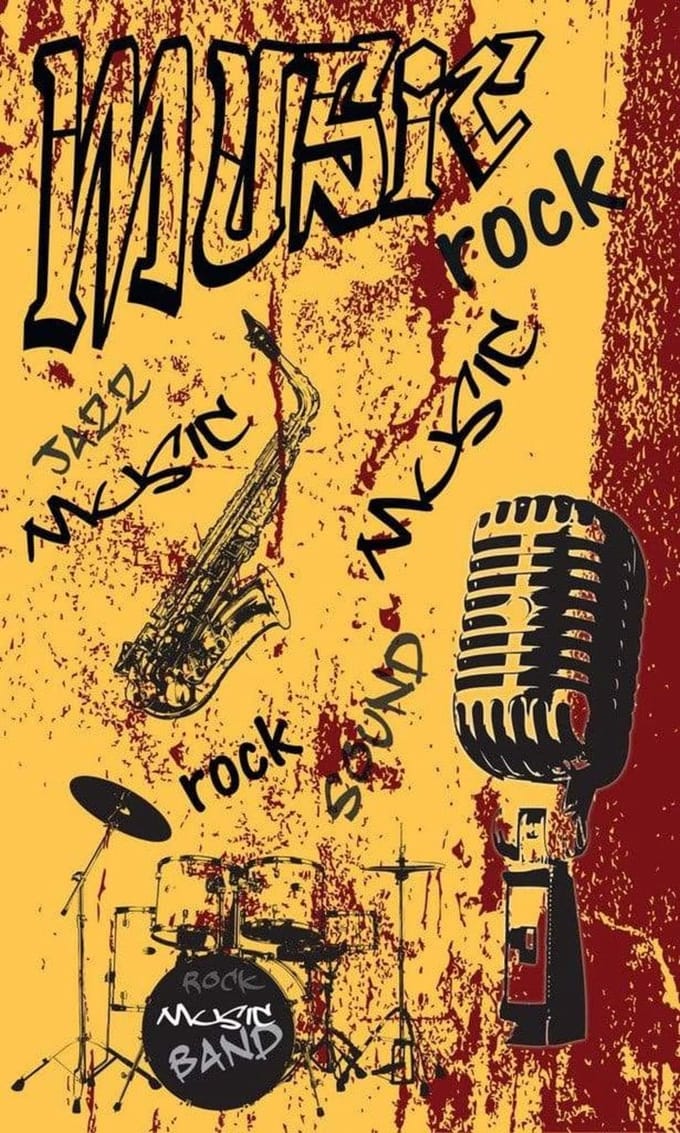 Fotobehang - Music Orange 150x250cm - Vliesbehang