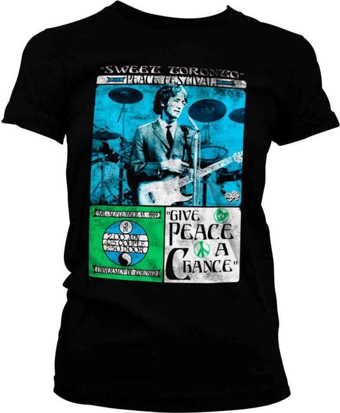 John Lennon Dames Tshirt -M- Toronto Peace Festival Zwart