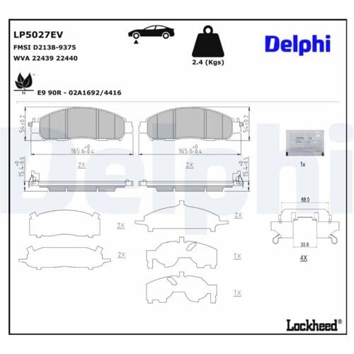 Remblokset, schijfrem DELPHI LP5027EV