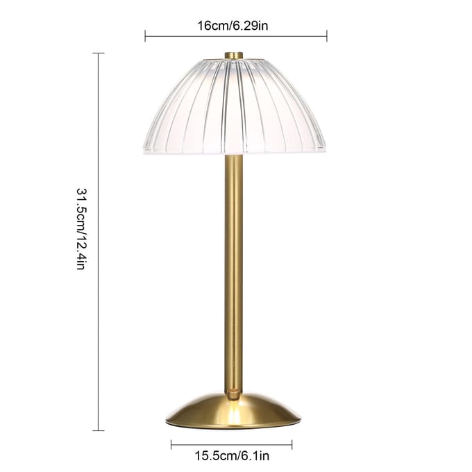 Draadloze tafellamp USB oplaadbare LED-bureaulamp met aanraakbediening dimbaar 3 lichtkleuren brons