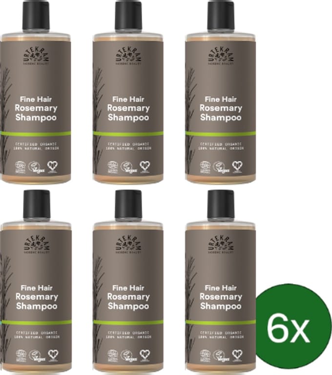 Urtekram Rozemarijn Shampoo (Fijn Haar) – 500 ml – Multipack met 6 stuks